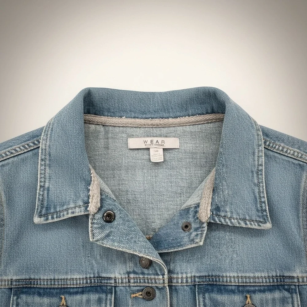 Georgia Bulldogs Denim Jacket Wear by Erin Andrews‎ Blue Cropped Trucker L